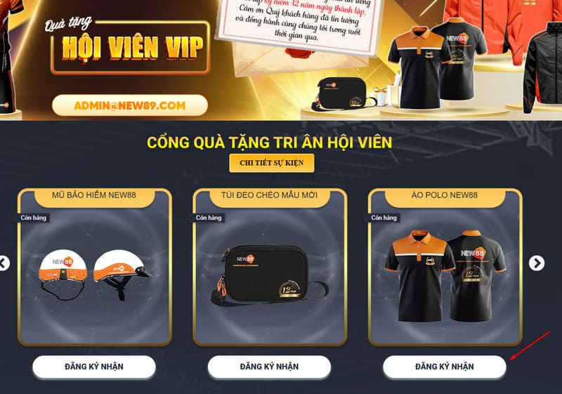 NEW88 VIP - Nhận Quà Tri Ân Nhân Ngày Sinh Nhật 13 Chọn ngay món quà yêu thích theo từng cấp bậc VIP